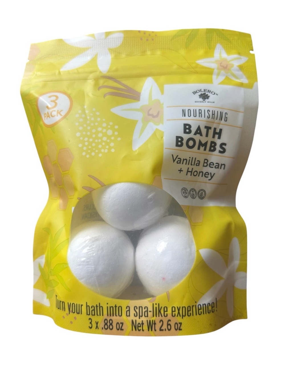 Bolero 3pk Nourishing Bath Bomb In Vanilla Bean & Honey